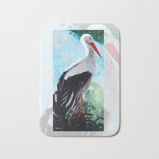 Animal - The beautiful stork - by LiliFlore Bath Mat