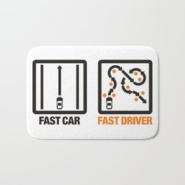 Fast Car - Fast Driver v1 HQvector Bath Mat | Digital, Vector, Illustration, Graphic Design 