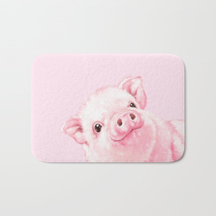 Sneaky Baby Pink Pig Bath Mat