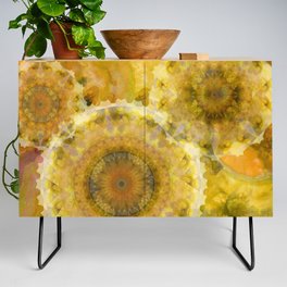 Yellow Impressions Abstract Mandala Art Credenza