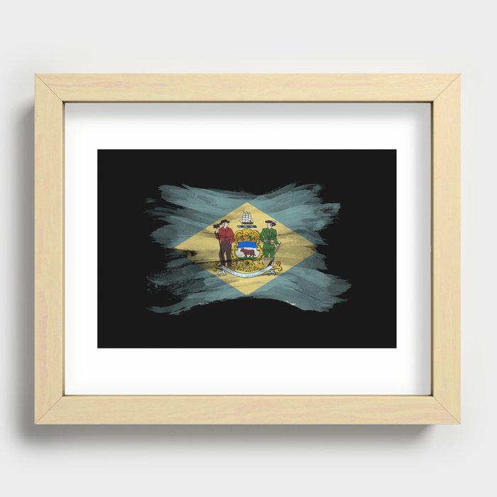 Delaware state flag brush stroke, Delaware flag background Recessed Framed Print