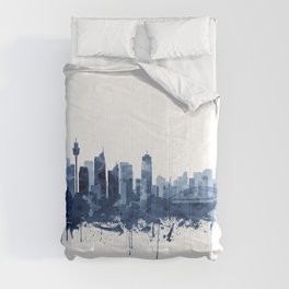 Sydney Skyline Watercolor Blue, Art Print By Synplus Comforter