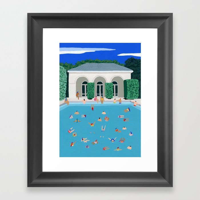 Pool house party Framed Art Print