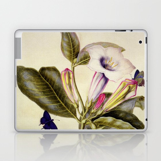  Sacred datura and blue butterfly Laptop & iPad Skin