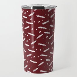 Christmas branches and stars - red and white Travel Mug