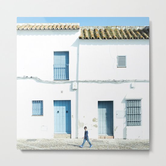 White and blue town Metal Print