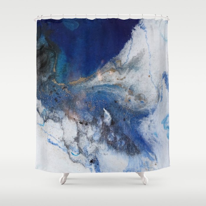 Abstract blue marble Shower Curtain