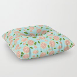 Pink lemons- blue background Floor Pillow