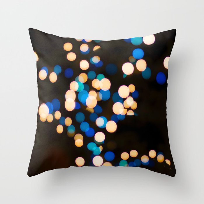 Blue Orange Yellow Bokeh Blurred Lights Shimmer Shiny Dots Spots Circles Out Of Focus Throw Pillow By Enshape Society6