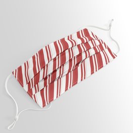 [ Thumbnail: Red and White Colored Lines/Stripes Pattern Face Mask ]