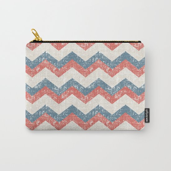 Maritime Navy Chevron ZigZag in Red White Blue Carry-All Pouch