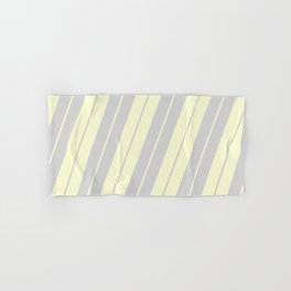 [ Thumbnail: Light Gray & Light Yellow Colored Striped/Lined Pattern Hand & Bath Towel ]