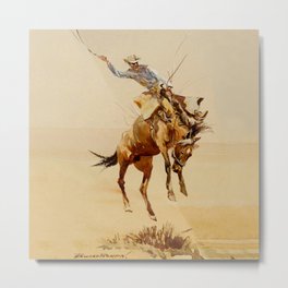 Cowboy on a Bucking Horse 2 by Edward Borein Metal Print | Bronco, Bucking, Painting, Cowboys, Etching, Vaquero 