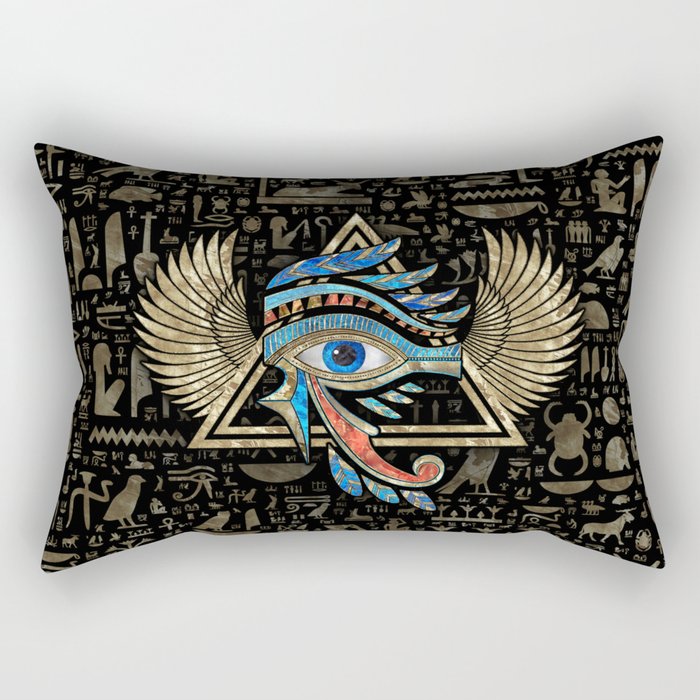 Egyptian Eye of Horus - Wadjet Ornament Rectangular Pillow