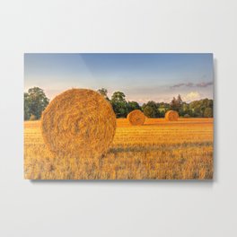 Sunset Harvest  Metal Print | Essex, Crops, Farmersfield, Farmfields, Farmsummer, Hay, Harvesting, Farming, Agriculture, Farms 