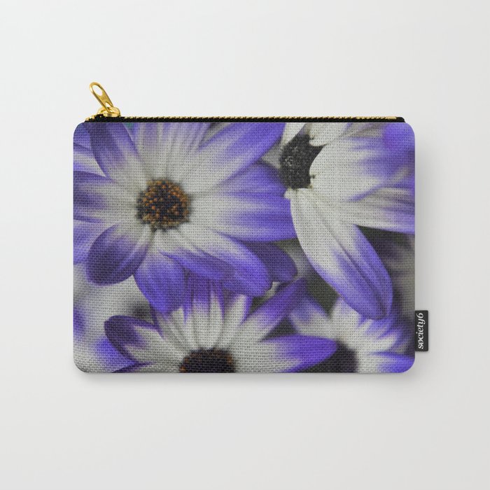 Blue & White Daisy Flowers #1 #floral #decor #art #society6 Carry-All Pouch
