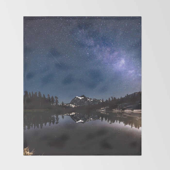 Summer Stars Galaxy Mountain Reflection Nature Photography Throw Blanket