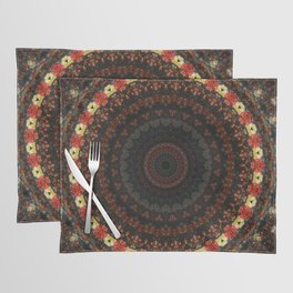Brown and golden flowery mandala Placemat