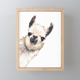 Sneaky Llama White Framed Mini Art Print