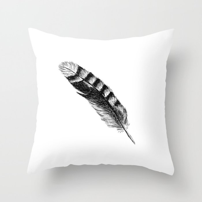 Jay Bird Feather Throw Pillow by Rachel s Fine Lines Society6