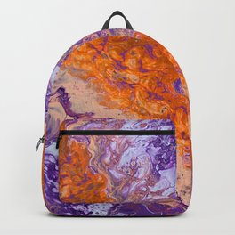 Clemson Orange and Purple Paint Pour Effect Backpack