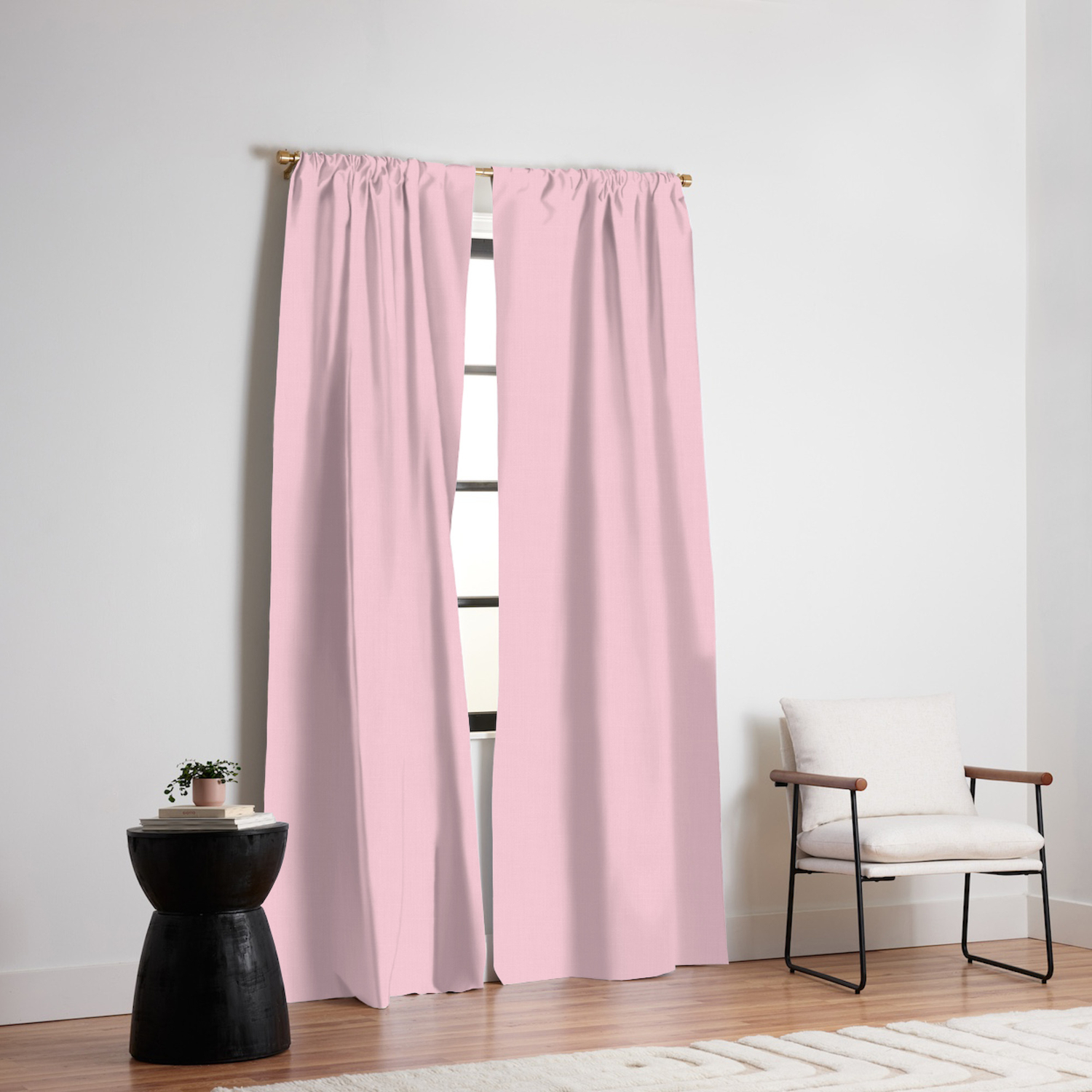 Light Soft Pastel Pink Solid Color Blackout Curtain By Podartist