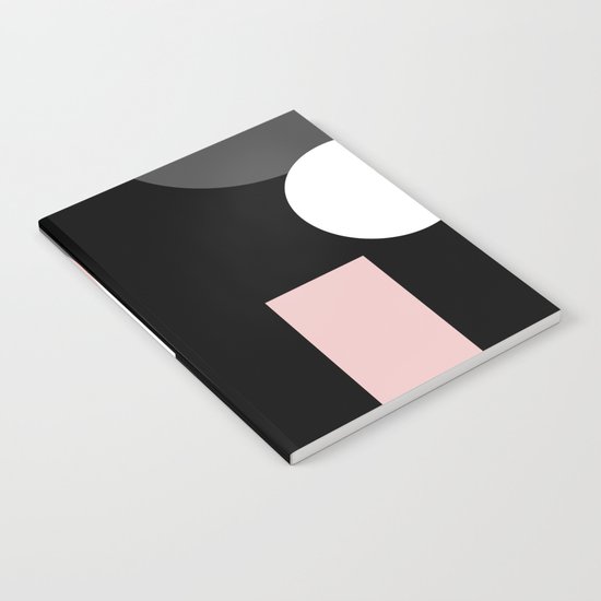 An abstract geometric pattern . Geometric shapes . Black pink white pattern . Notebook