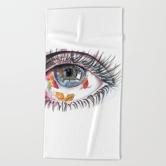 Koi Fish in Eye Beach Towel