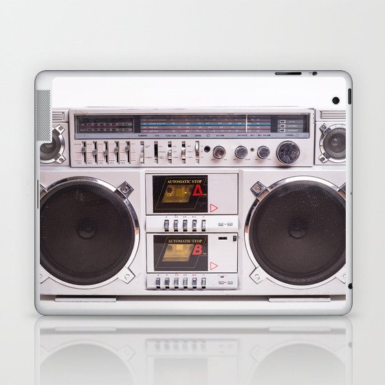 Boom Box Cassette Tape Player. Beautiful vintage music photo Laptop & iPad Skin