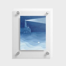 Lighthouse, small house & paperboat Floating Acrylic Print