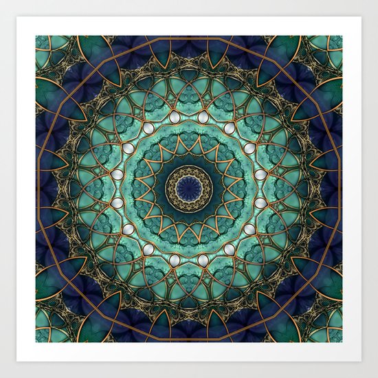 Majestic Topaz Ocean Kaleidoscope Art Print