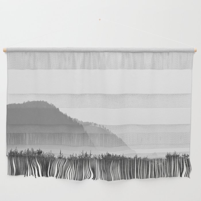 Sunset Beach Pacific Ocean Northwest Landscape Nautical Black White Misty Ombre Forest Mountain Oregon Coast Wall Hanging