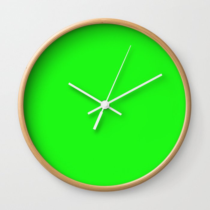 From The Crayon Box – Electric Lime - Bright Green - Neon Green Solid Color Wall Clock