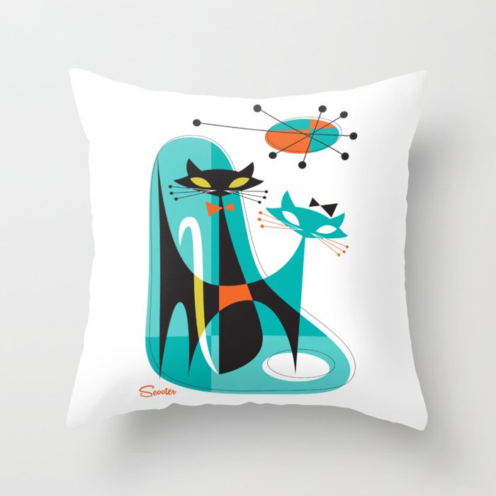 Mod Mix Up Mid Century Modern Cat Art By Art Of Scooter Throw