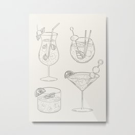 Summer Cocktails 9 Metal Print | Straws, Digital, Food, Summer, Art, Cocktails, Minimalist, Sea, Hot, Collection 