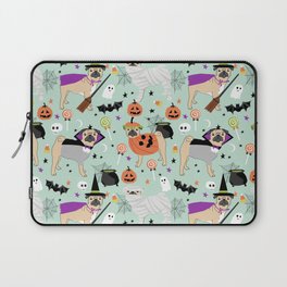 Pug halloween costumes mummy witch vampire pug dog breed pattern by pet friendly Laptop Sleeve