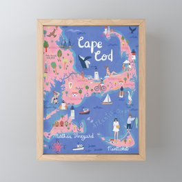 Cape Cod map Framed Mini Art Print