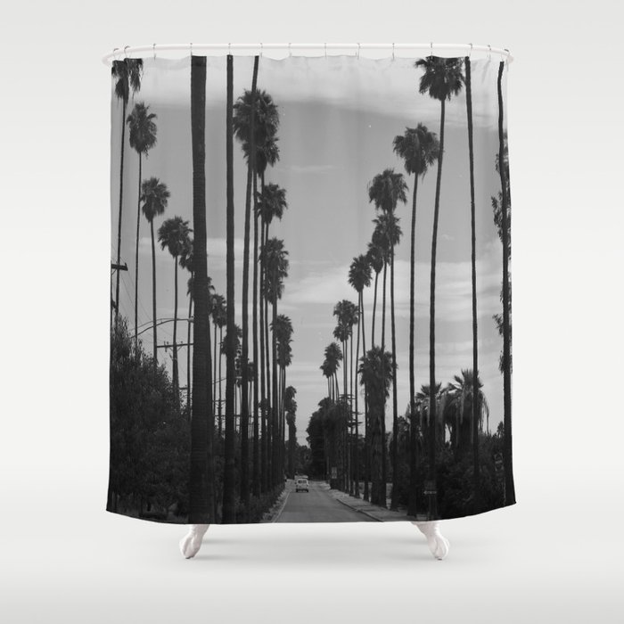 Vintage Black & White California Palm Trees Photo Shower Curtain