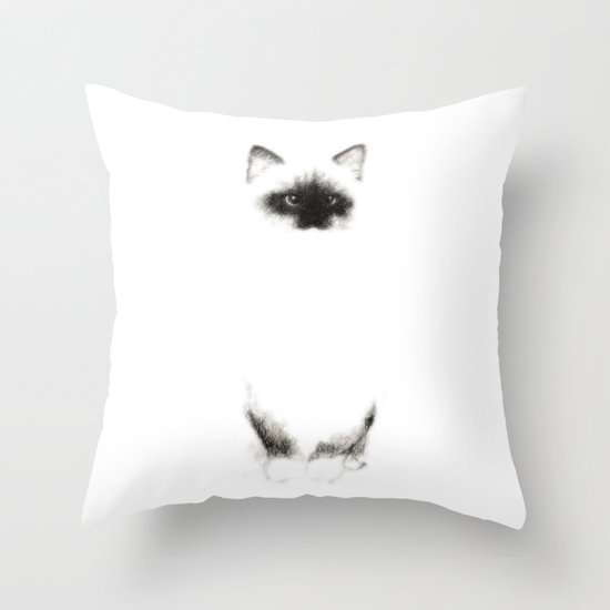 Angora Siamese Cat - Chat Siamois Angora Throw Pillow
