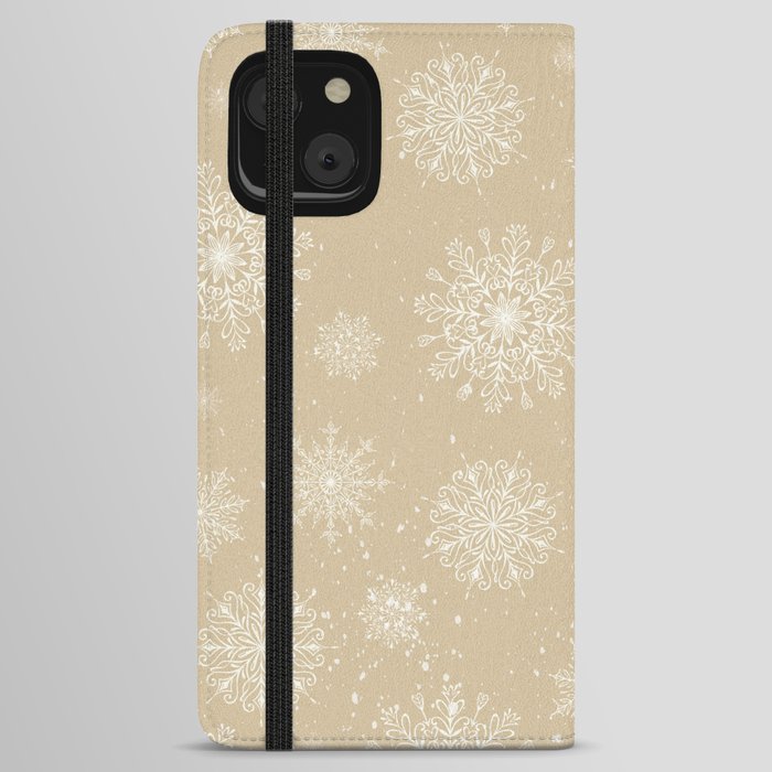 Festive Snowflakes Neutrals iPhone Wallet Case