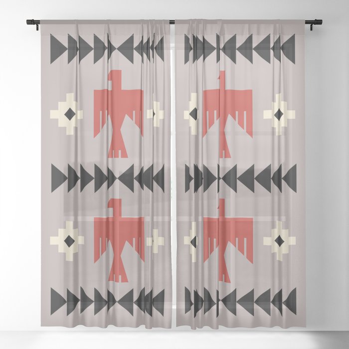 Southwestern Eagle and Arrow Pattern 124 Sheer Curtain