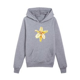 Yellow Lily on an Orange Background Kids Pullover Hoodies