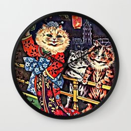 Louis Wain -  Geisha Cat  Wall Clock