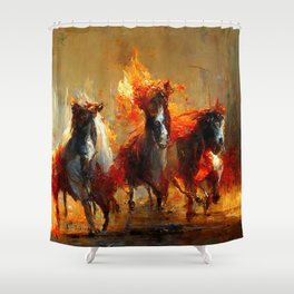 Flaming Horses Shower Curtain