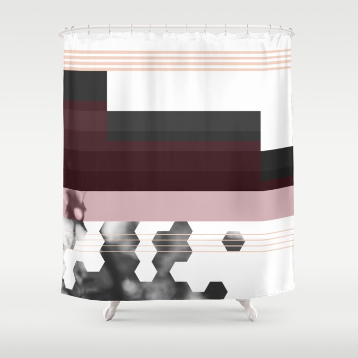 Striped Burgundy Deco Accent Shower Curtain