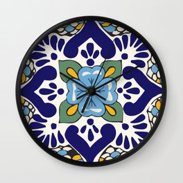 Talavera Blue Green Mosaic Wall Clock