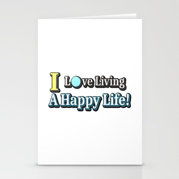 Cute Artwork Design About "Happy Life". Buy Now! Stationery Cards
