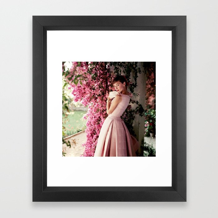 Audrey Hepburn Flowers Framed Art Print
