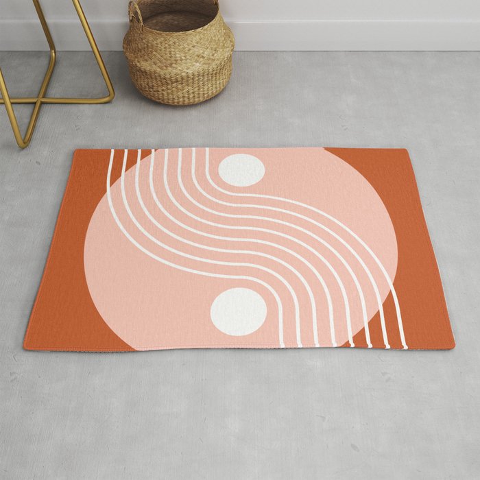 Geometric Lines and Shapes 12 - Rust and Rose Gold  Rug