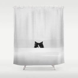Water Please - Black and White Cat in Bathtub Shower Curtain